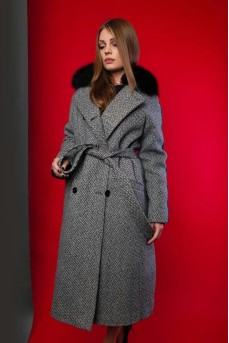 Эксклюзивное пальто-пуховик серого цвета