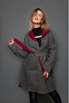 Оригинальное шерстяное пальто - халат
